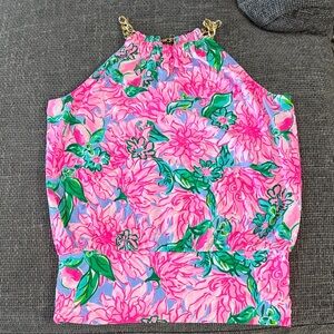 Lilly Pulitzer Pink and Green Floral Blouse